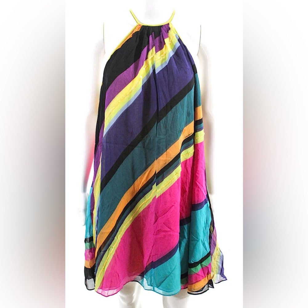 Catherine Malandrino Dress in Pink, Purple, and Teal